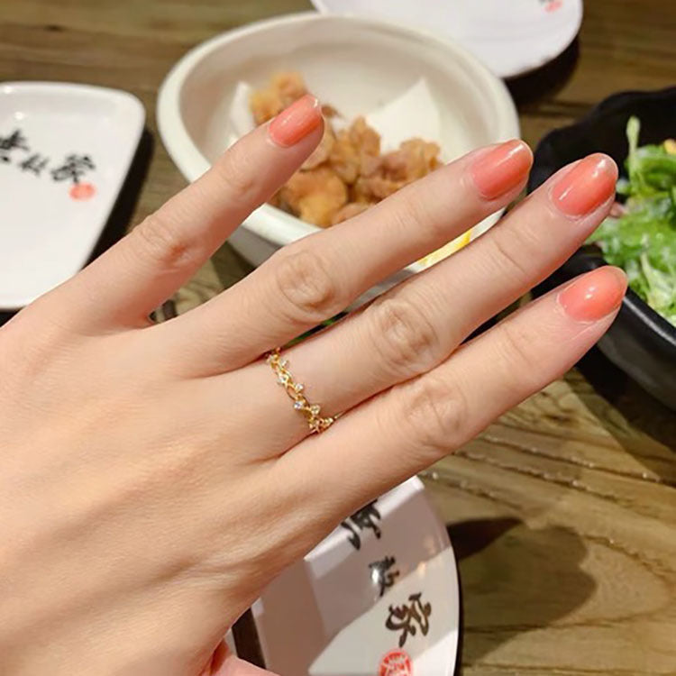 Dainty S925 Sterling Silver Gold Plated Leaf Ring – Minimalist Light Luxury Band