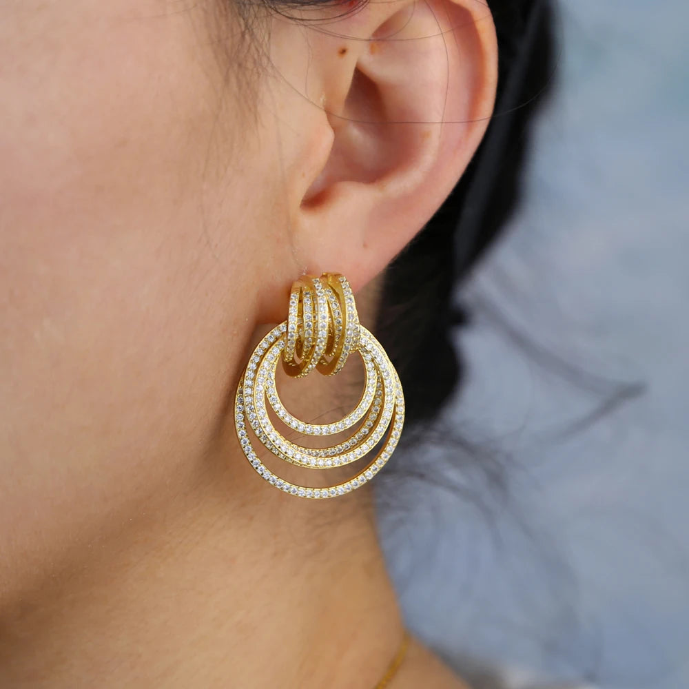 Geometric Hoop Earrings | Gold & Silver Zirconia Jewelry