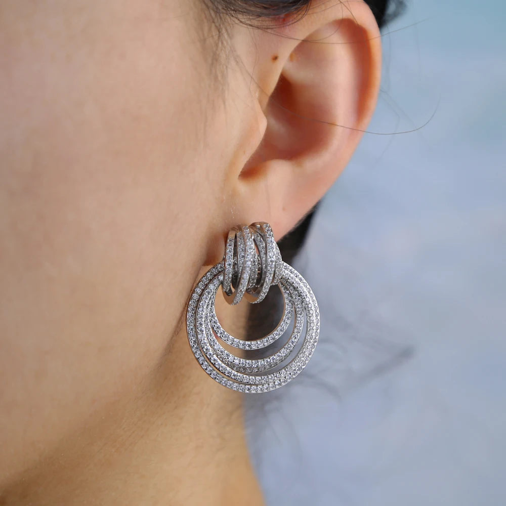 Geometric Hoop Earrings | Gold & Silver Zirconia Jewelry