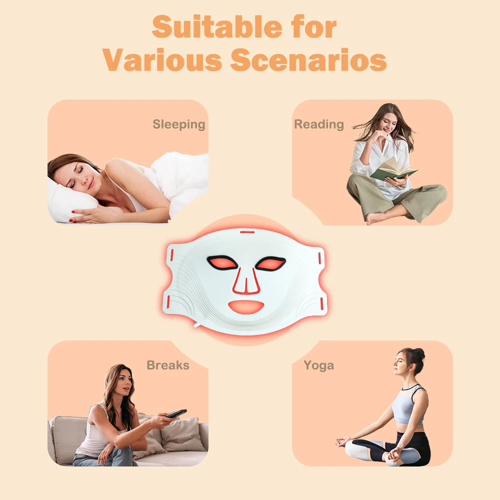 7 Color Near Infrared Red Light Therapy LED Facial Mask Light Therapy Facial Beauty 630nm 850nm Silicone Laser Led Face Mask ✅FREE UK Delivery