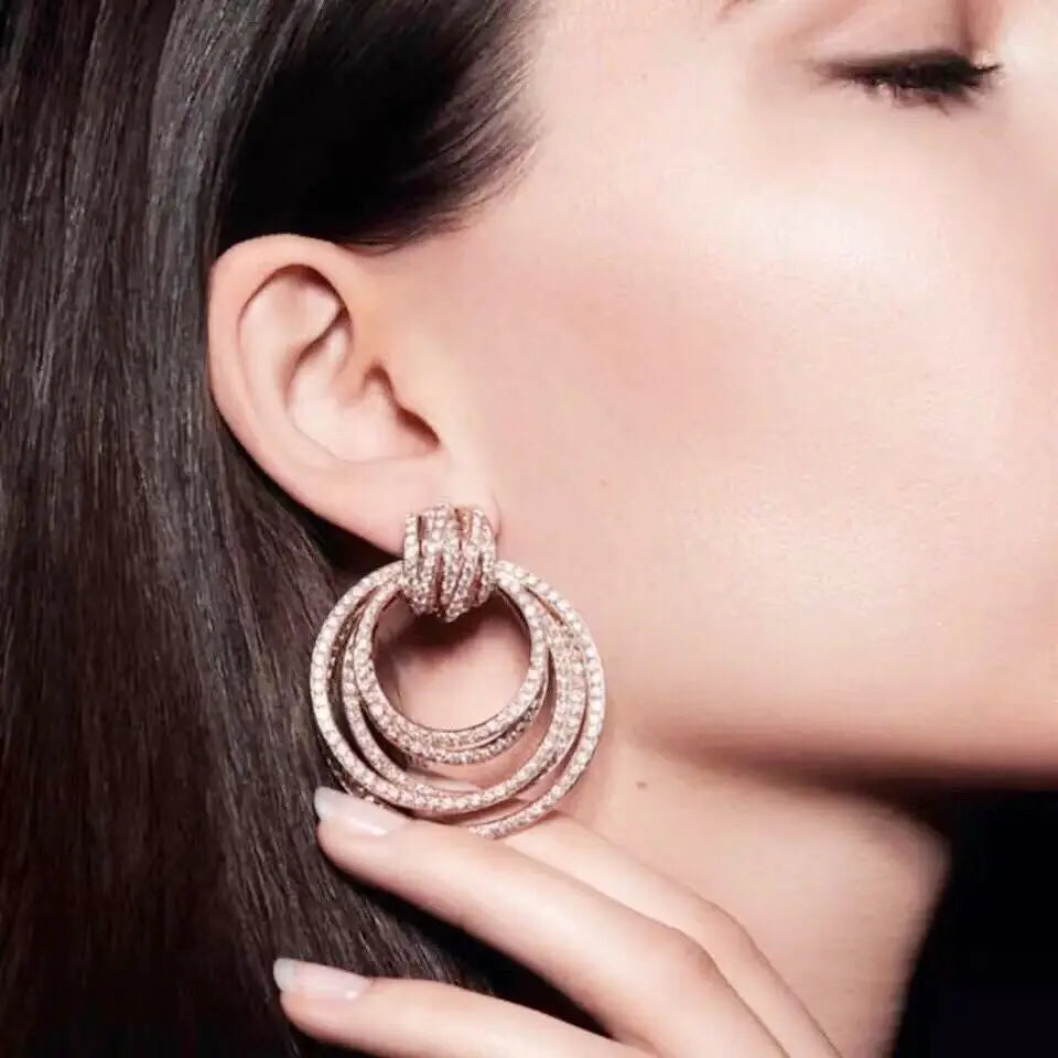 Geometric Hoop Earrings | Gold & Silver Zirconia Jewelry