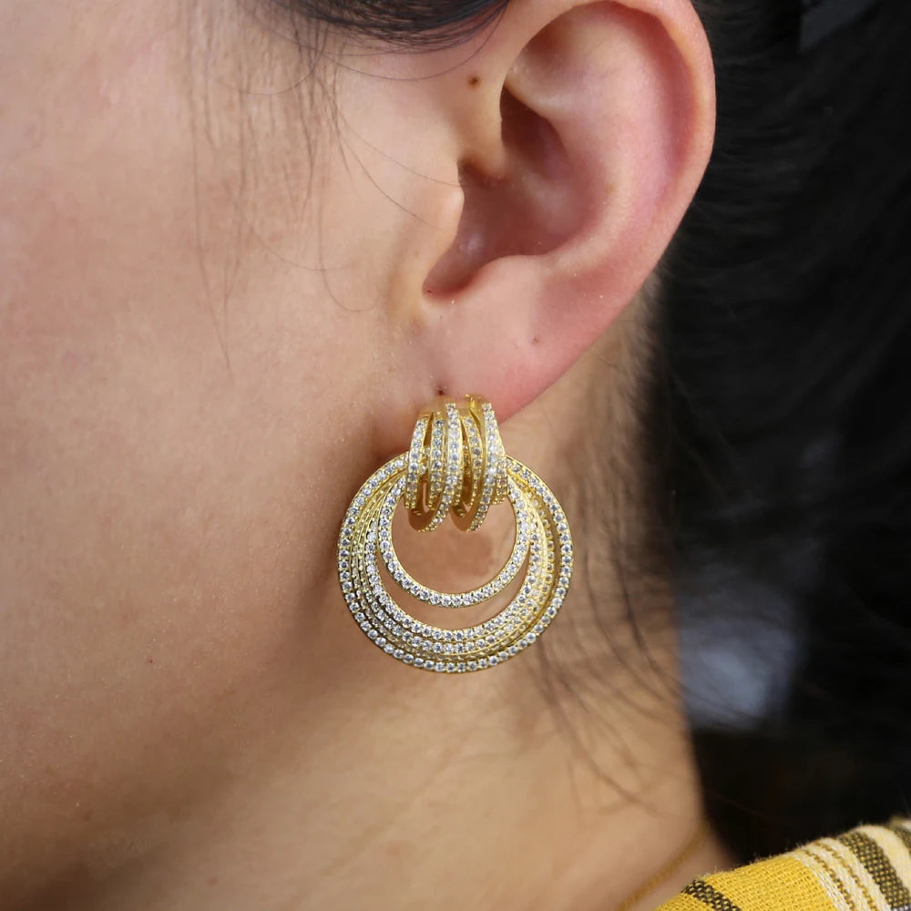 Geometric Hoop Earrings | Gold & Silver Zirconia Jewelry