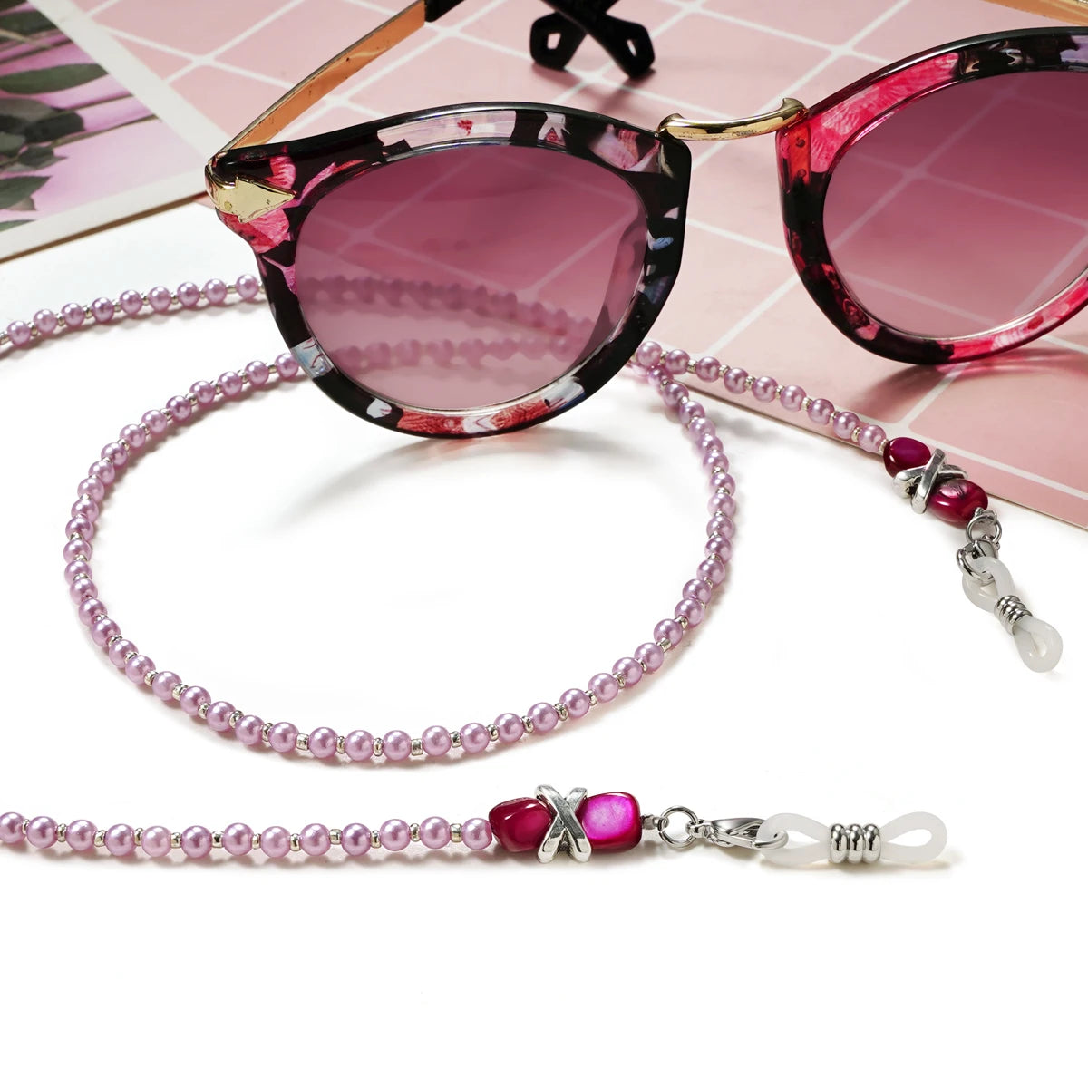 Pearl Sunglasses Chain Wearing Neck Holding Beaded Lanyard Cord Masks  Sunglass Reading Glasses ChainEyewear Accessories✅ FREE UK Delivery