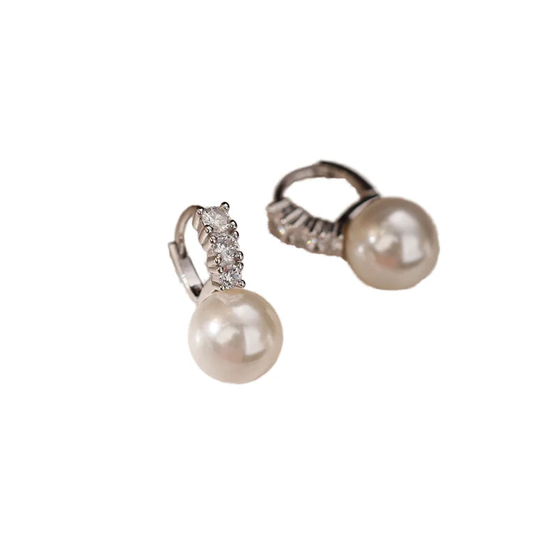 925 Sterling Silver Three-Ring Pearl Earrings – Elegant Dangle Earrings for Women, Classic Fashion Jewelry, Ideal Gift for All Occasions ✅FREE UK Delivery