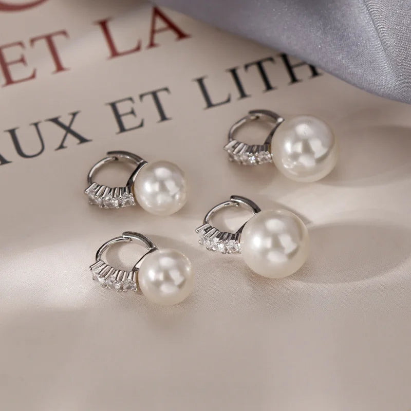 925 Sterling Silver Three-Ring Pearl Earrings – Elegant Dangle Earrings for Women, Classic Fashion Jewelry, Ideal Gift for All Occasions ✅FREE UK Delivery