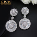 CWWZircons Micro Pavé Cubic Zirconia Bridal Drop Earrings – White Gold Tone Wedding Jewellery E0017