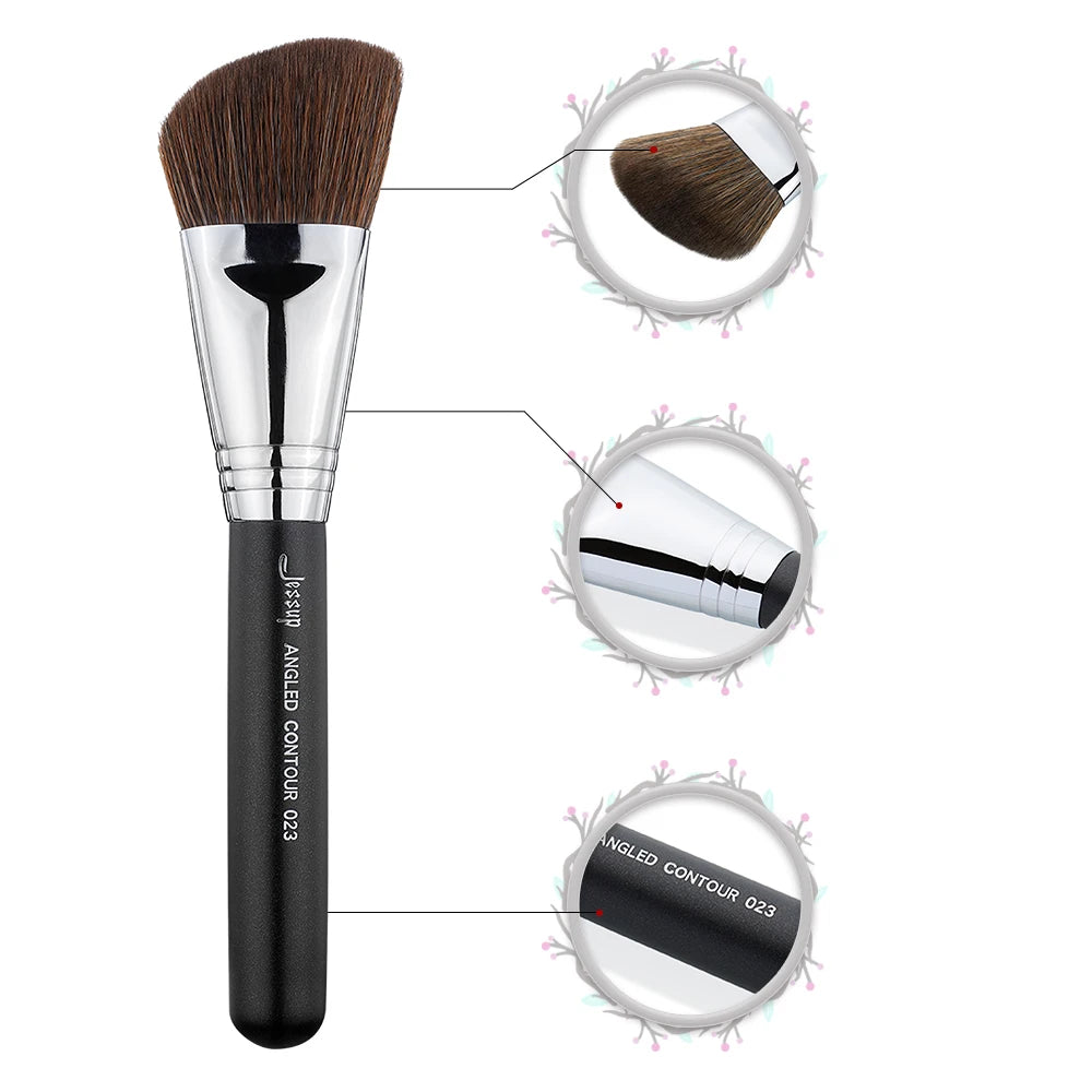 Jessup Angled Contour Brush 023 – Powder, Bronzer & Cream Makeup Brush with Fiber Hair