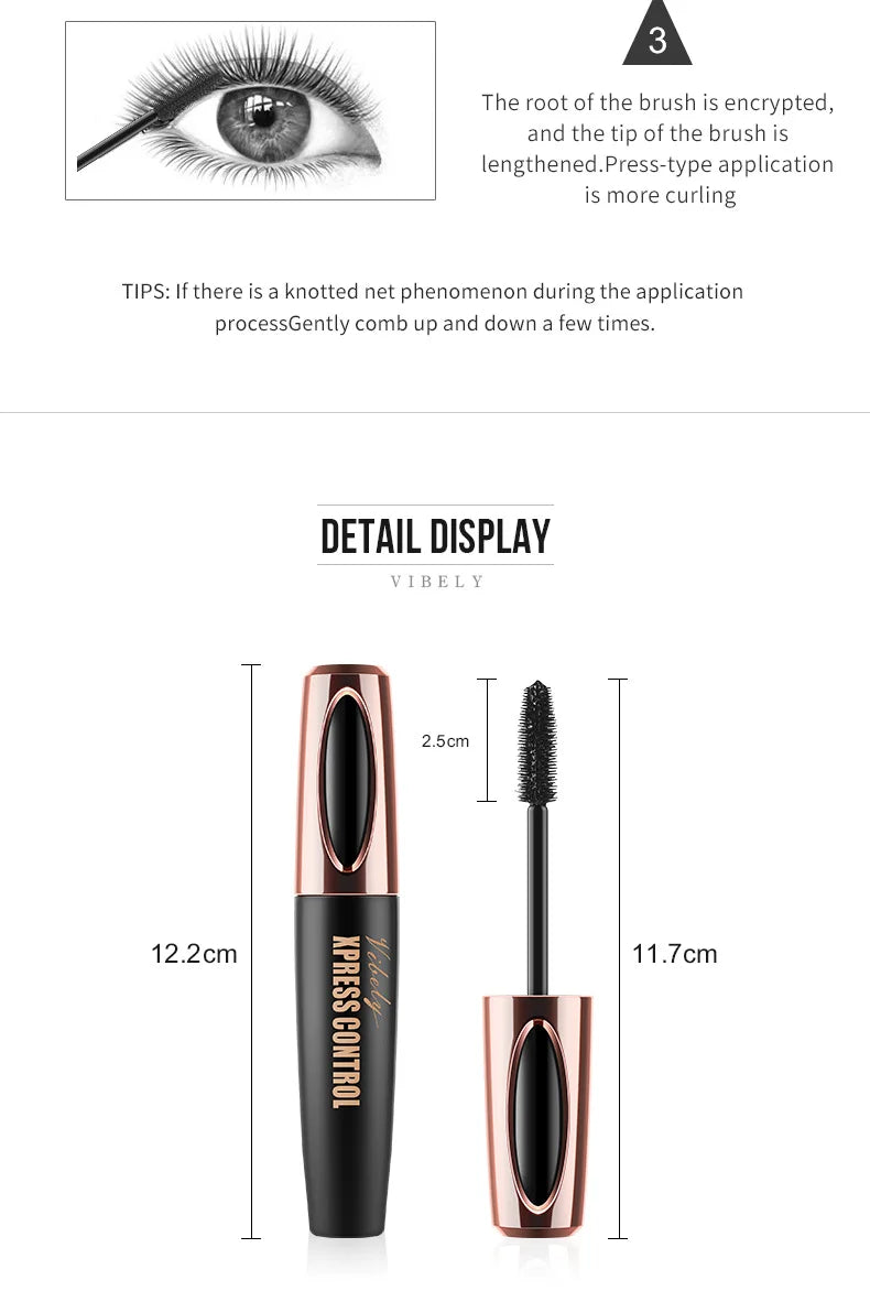 New 4D Silk Fiber Lash Mascara Waterproof VIBELY 3d Mascara For Eyelash Extension Black Thick Lengthening Eye Lashes Cosmetics✅FREE UK Delivery
