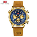 Men's Chronograph Quartz Watch – Leather Strap & Luminous Hands