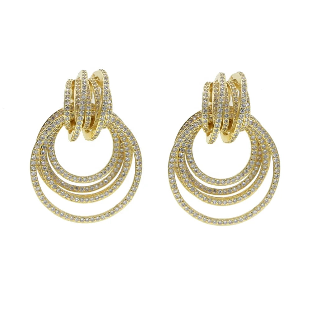 Geometric Hoop Earrings | Gold & Silver Zirconia Jewelry