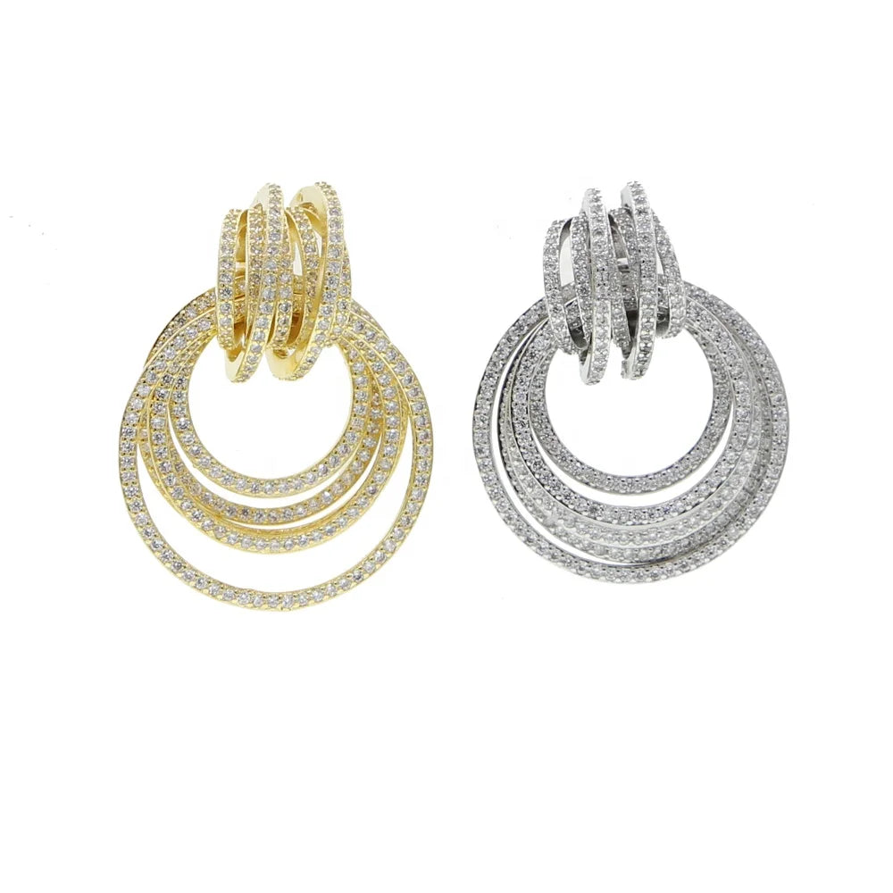 Geometric Hoop Earrings | Gold & Silver Zirconia Jewelry
