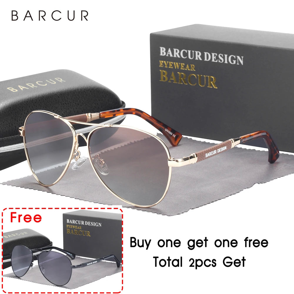 BARCUR Polarized Pilot Sunglasses – Memory Frame, Gradient Mirror Lens | Women & Men