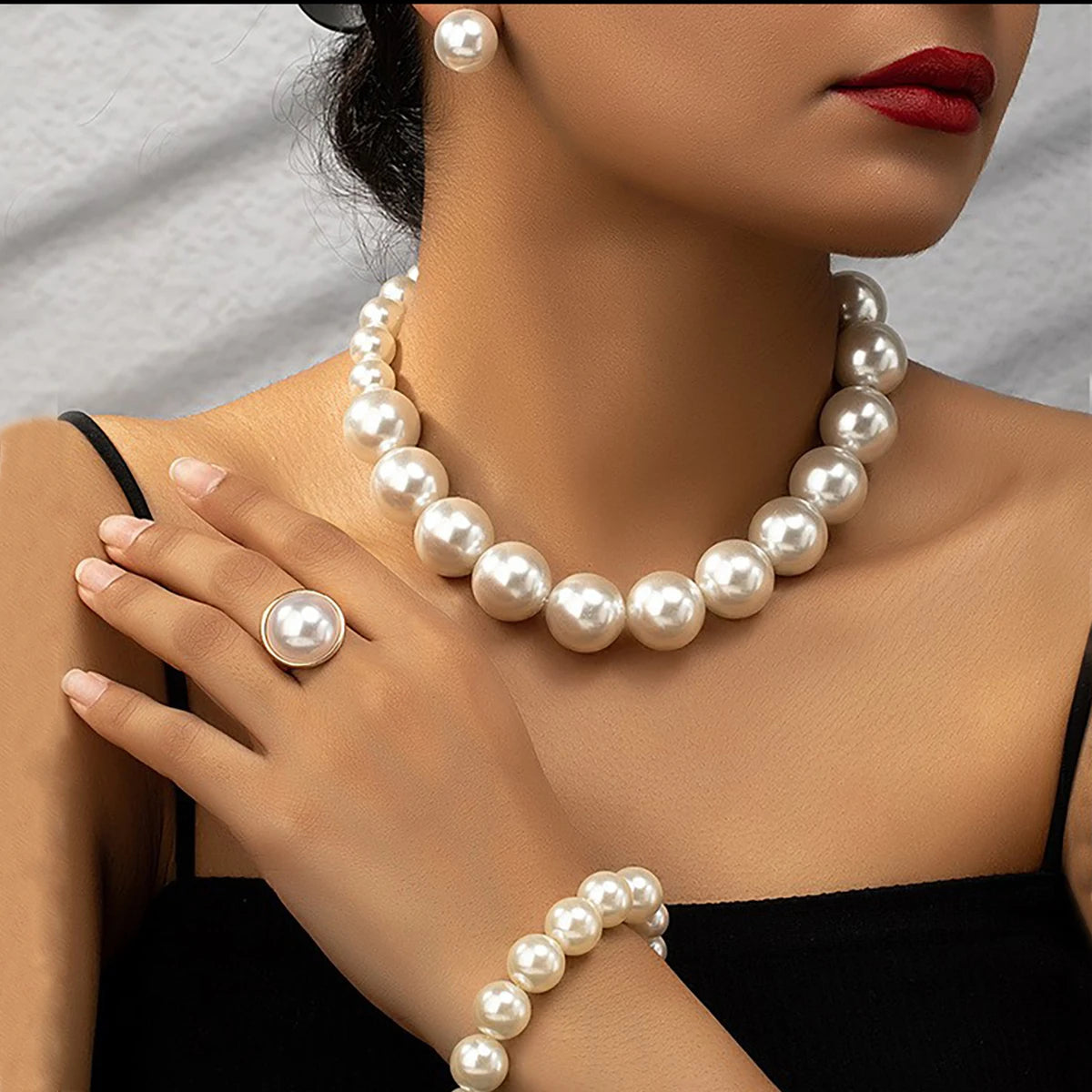 3-Layered Faux Pearl Necklace Set – Vintage Baroque Style with Cross Pendant FREE UK Delivery