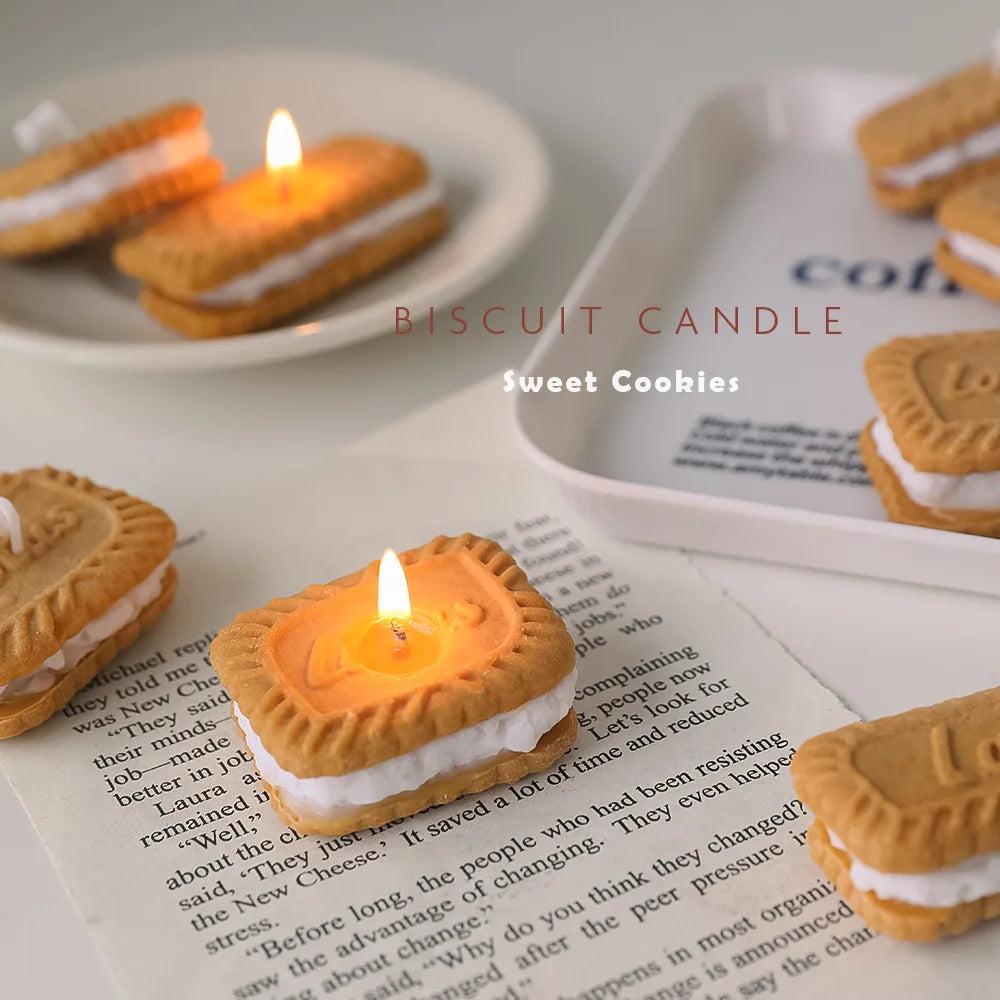 Cute Handmade Biscuit Scented Candle | Soy Wax Aromatherapy Home Decoration