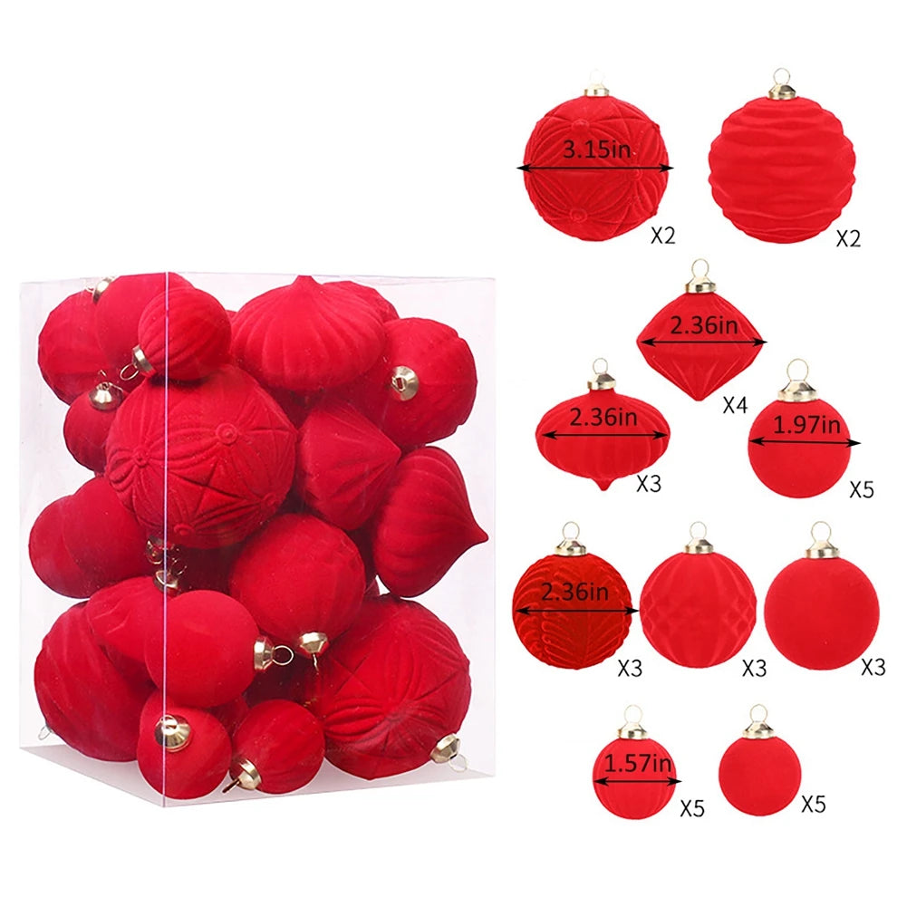 35-Piece Velvet Christmas Ball Ornaments Set – Shatterproof Tree Decorations