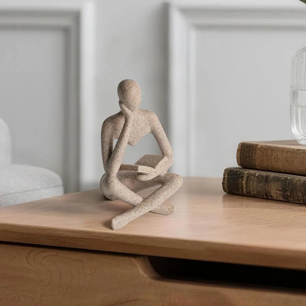 Abstract Thinker Sculpture | Modern Resin Figurine for Bookshelf & Desk Decor