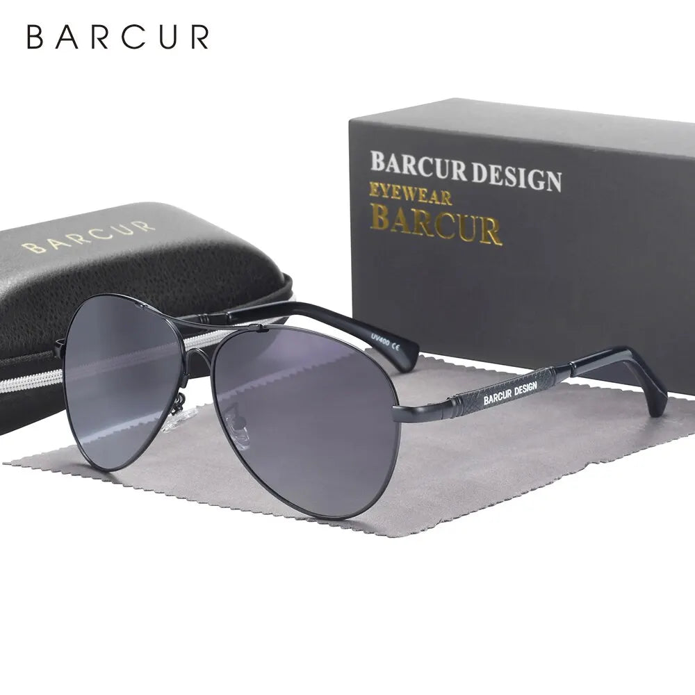 BARCUR Polarized Pilot Sunglasses – Memory Frame, Gradient Mirror Lens | Women & Men