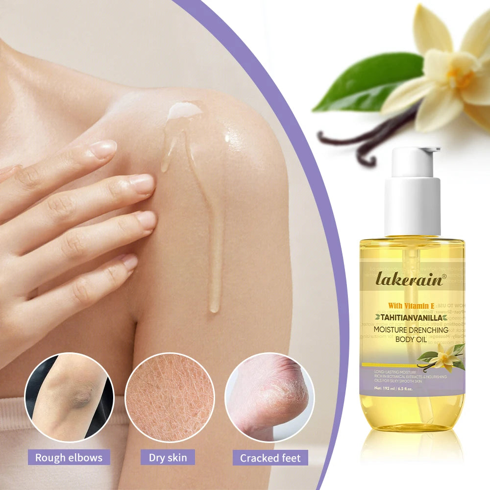 Lakerain Moisturizing Body Oil – Deep Hydration, Long-Lasting Nourishment, Non-Greasy, Vanilla Scent ✅ FREE UK Delivery