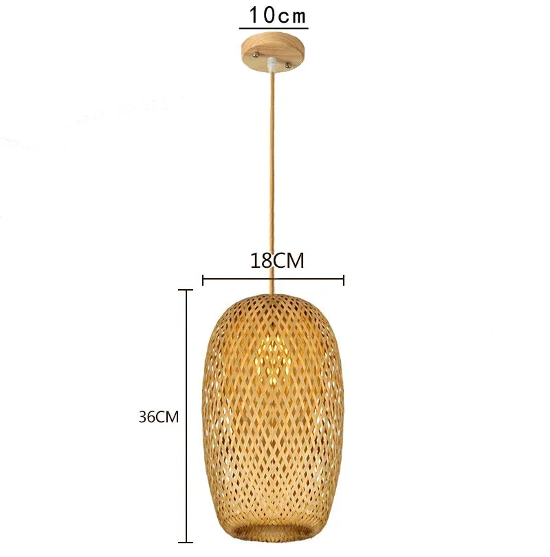Handmade Rattan Pendant Light – Boho Wicker Hanging Lamp