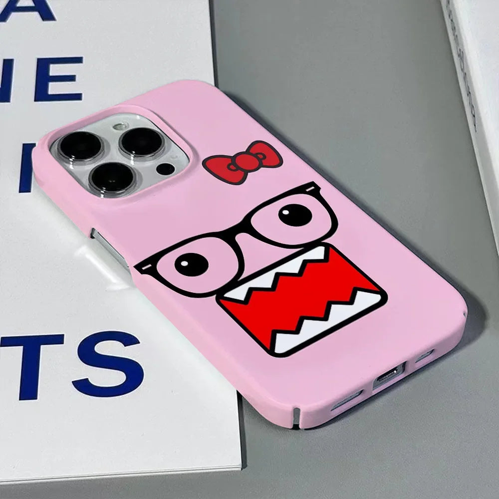 Cute Domo-kun Phone Case – Glossy Hard PC Cover for iPhone 16 15 14 13 12 11 Pro Max XS XR XSMax 6 7 8 Plus✅FREE UK Delivery