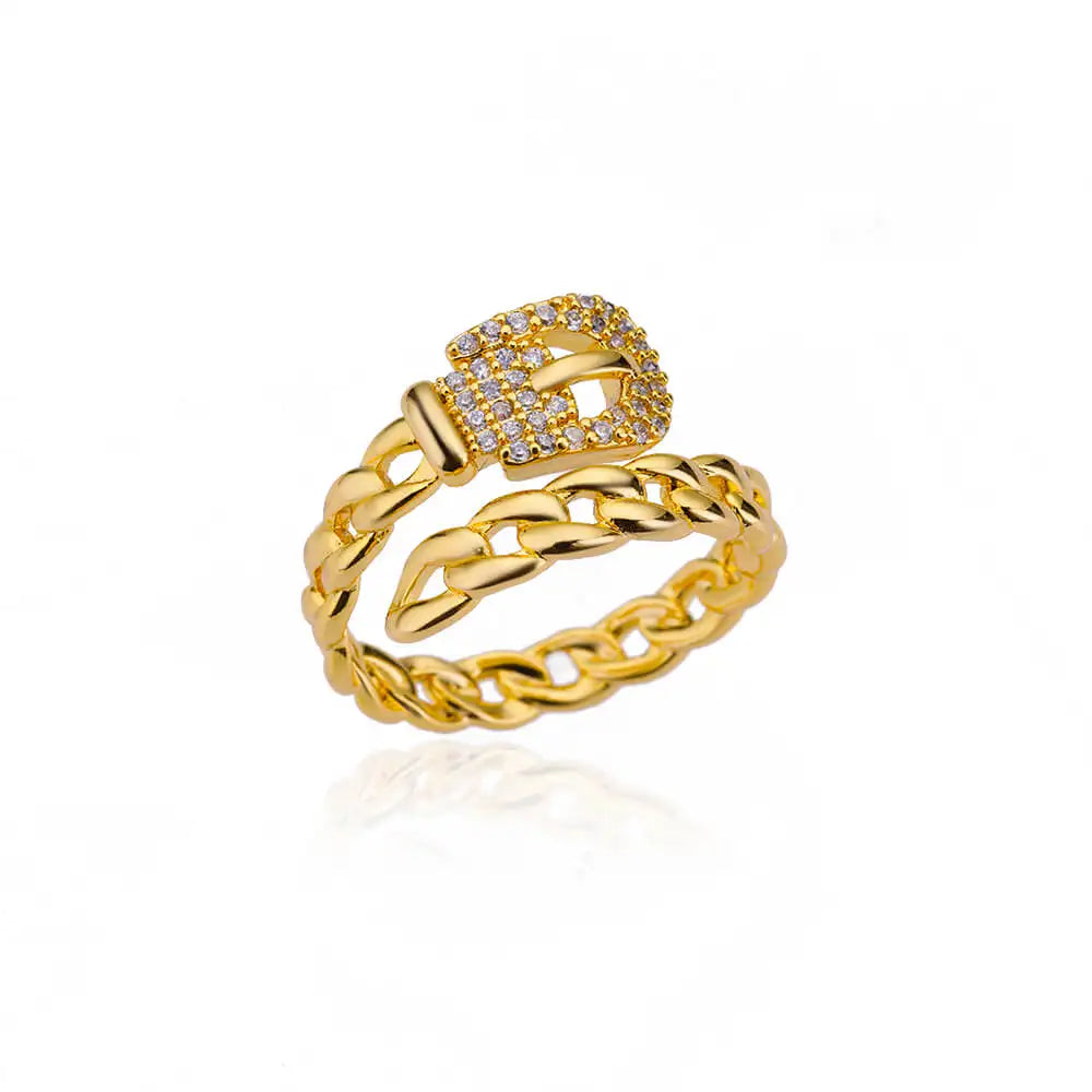 18K Gold Plated Stainless Steel Zircon Rings – Trendy Jewelry Gift