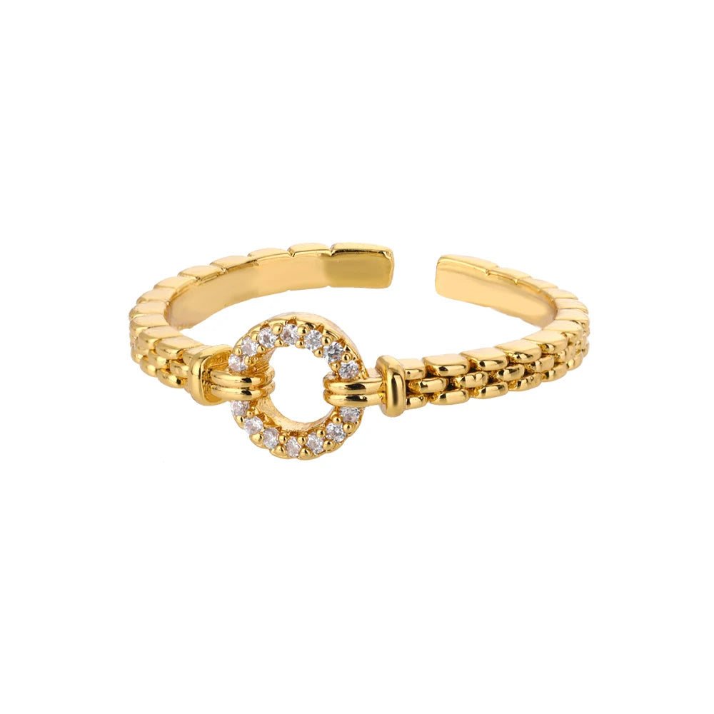 18K Gold Plated Stainless Steel Zircon Rings – Trendy Jewelry Gift