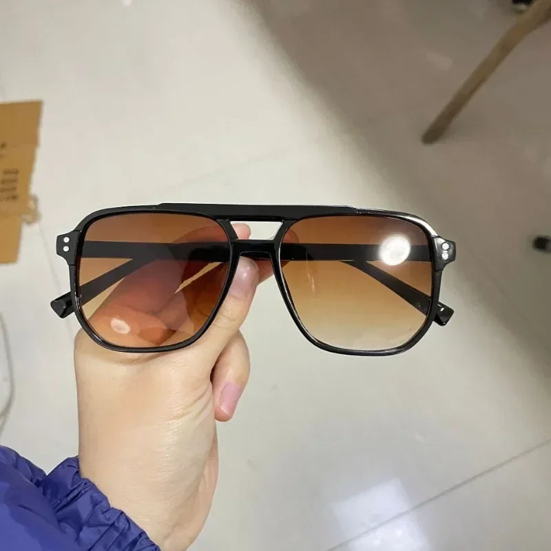 Classic Oversized Pilot Sunglasses – Vintage Double Bridge UV400 | Women & Men