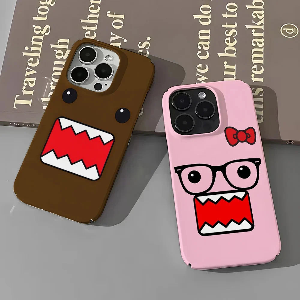 Cute Domo-kun Phone Case – Glossy Hard PC Cover for iPhone 16 15 14 13 12 11 Pro Max XS XR XSMax 6 7 8 Plus✅FREE UK Delivery