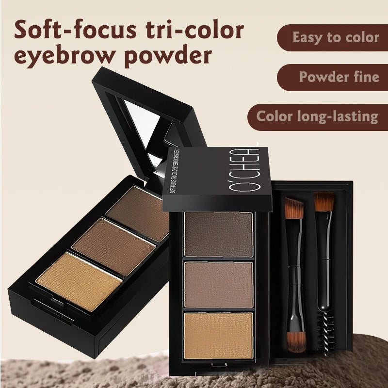 3-Shade Waterproof Eyebrow Powder Palette