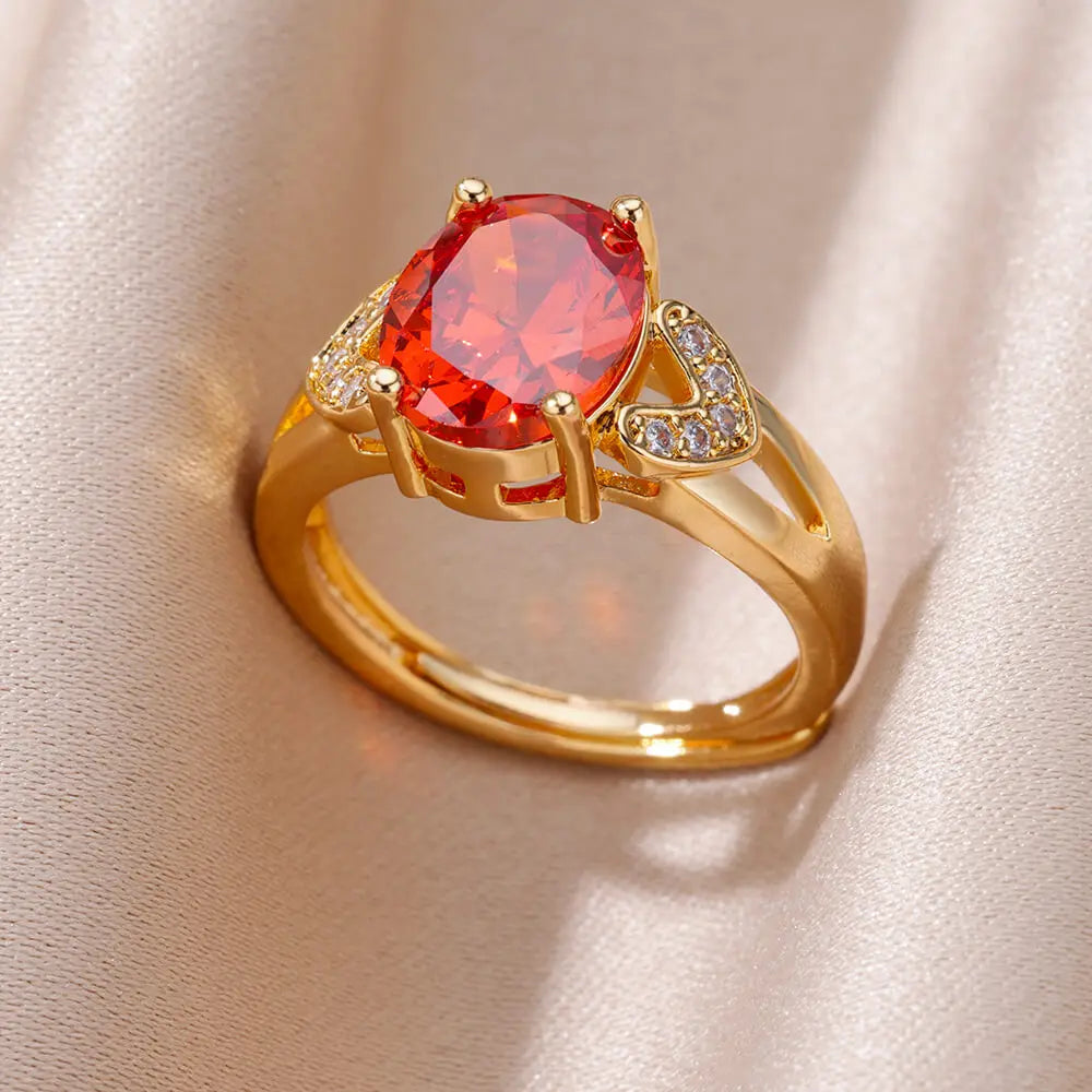 18K Gold Plated Stainless Steel Zircon Rings – Trendy Jewelry Gift