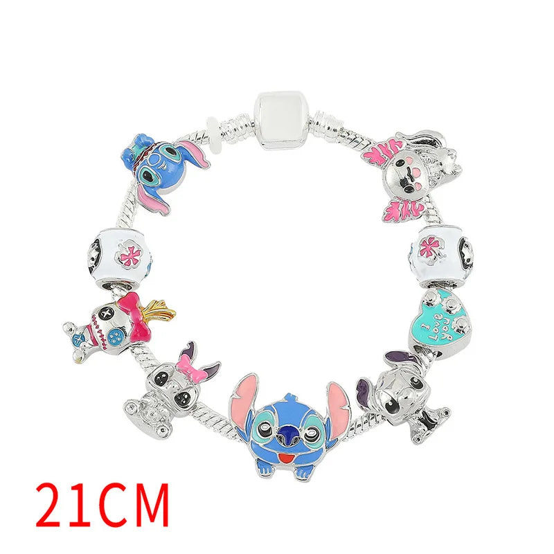 Stitch Cartoon Charm Bracelet – DIY Beads Design, Cute Anime Fashion Jewelry, Adjustable Size, Perfect Gift for Girls & Collectors ✅FREE UK Delivery
