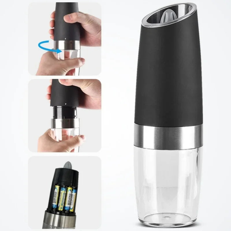 Electric Pepper & Spice Grinder – Gravity Activated with LED Light