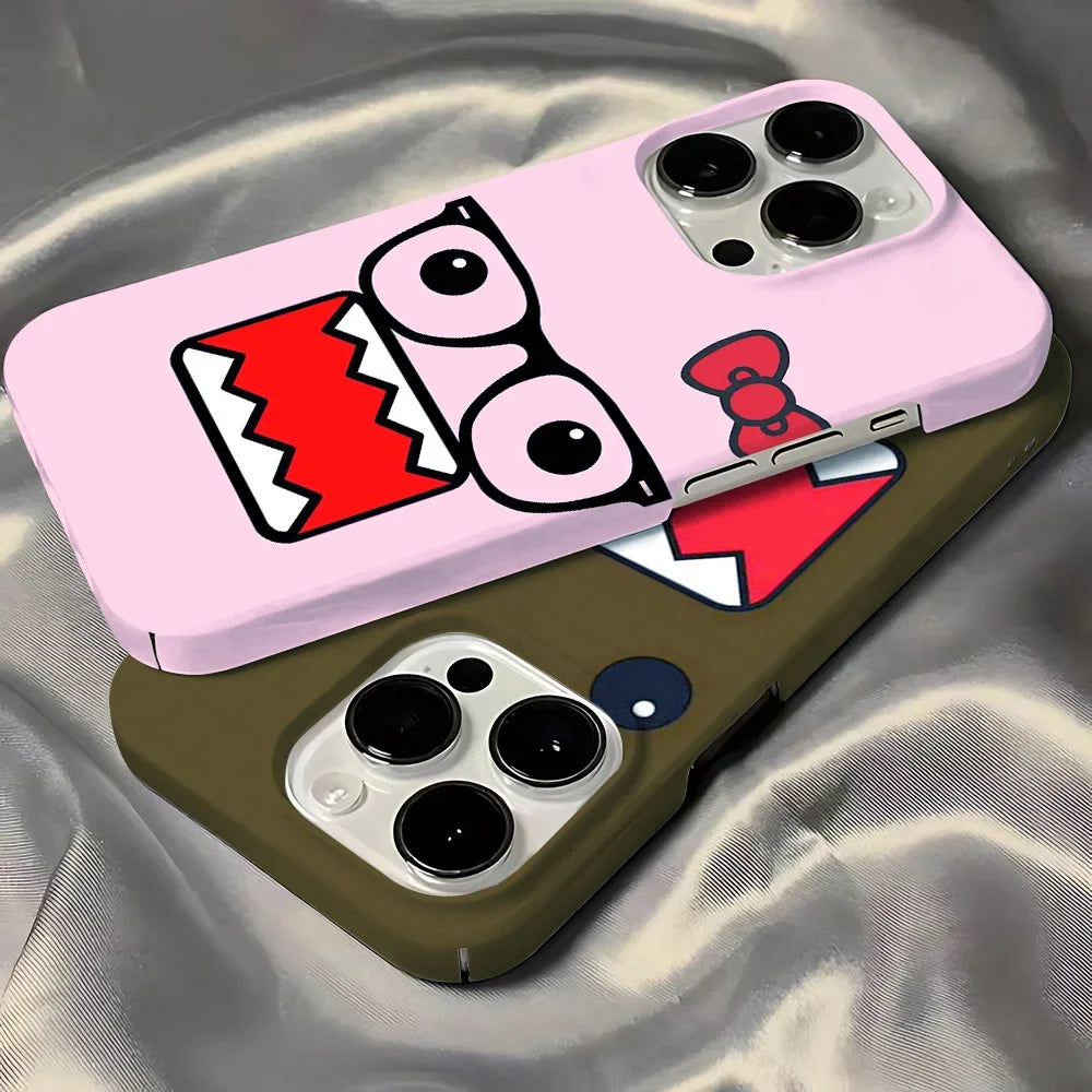 Cute Domo-kun Phone Case – Glossy Hard PC Cover for iPhone 16 15 14 13 12 11 Pro Max XS XR XSMax 6 7 8 Plus✅FREE UK Delivery