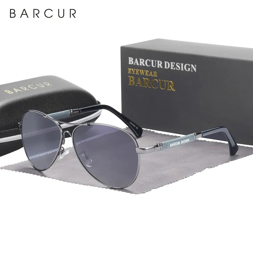 BARCUR Polarized Pilot Sunglasses – Memory Frame, Gradient Mirror Lens | Women & Men
