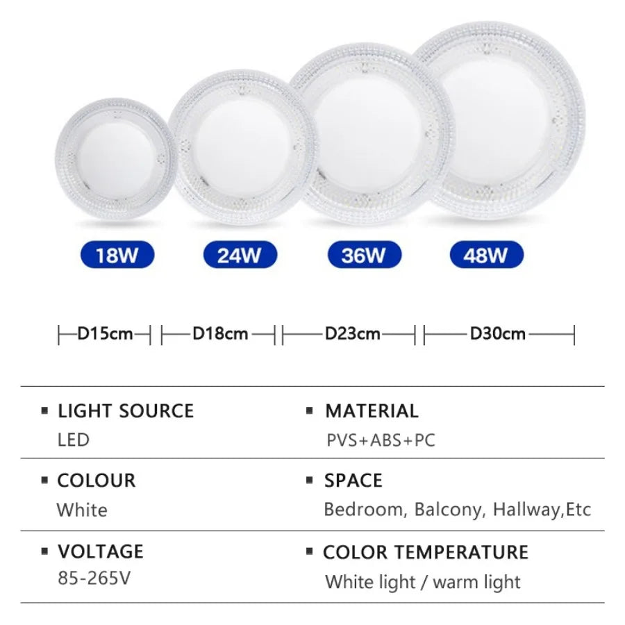Modern LED Ceiling Light | Round Crystal Design | Indoor Home Lamp