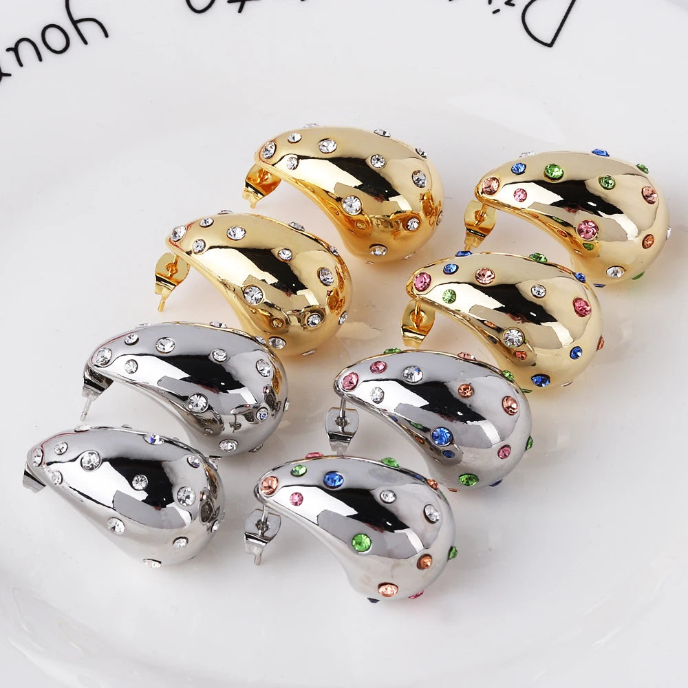 18K PVD Gold Teardrop Earrings – Waterproof Steel