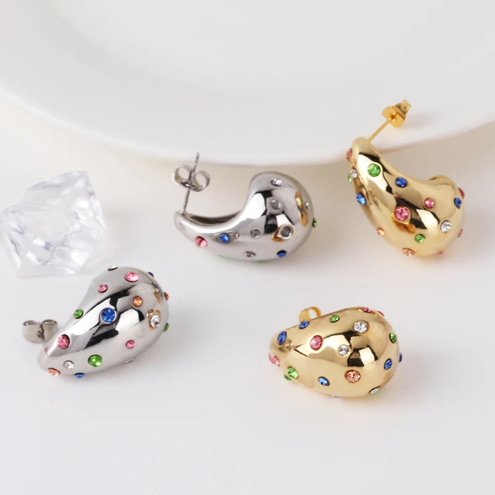 18K PVD Gold Teardrop Earrings – Waterproof Steel