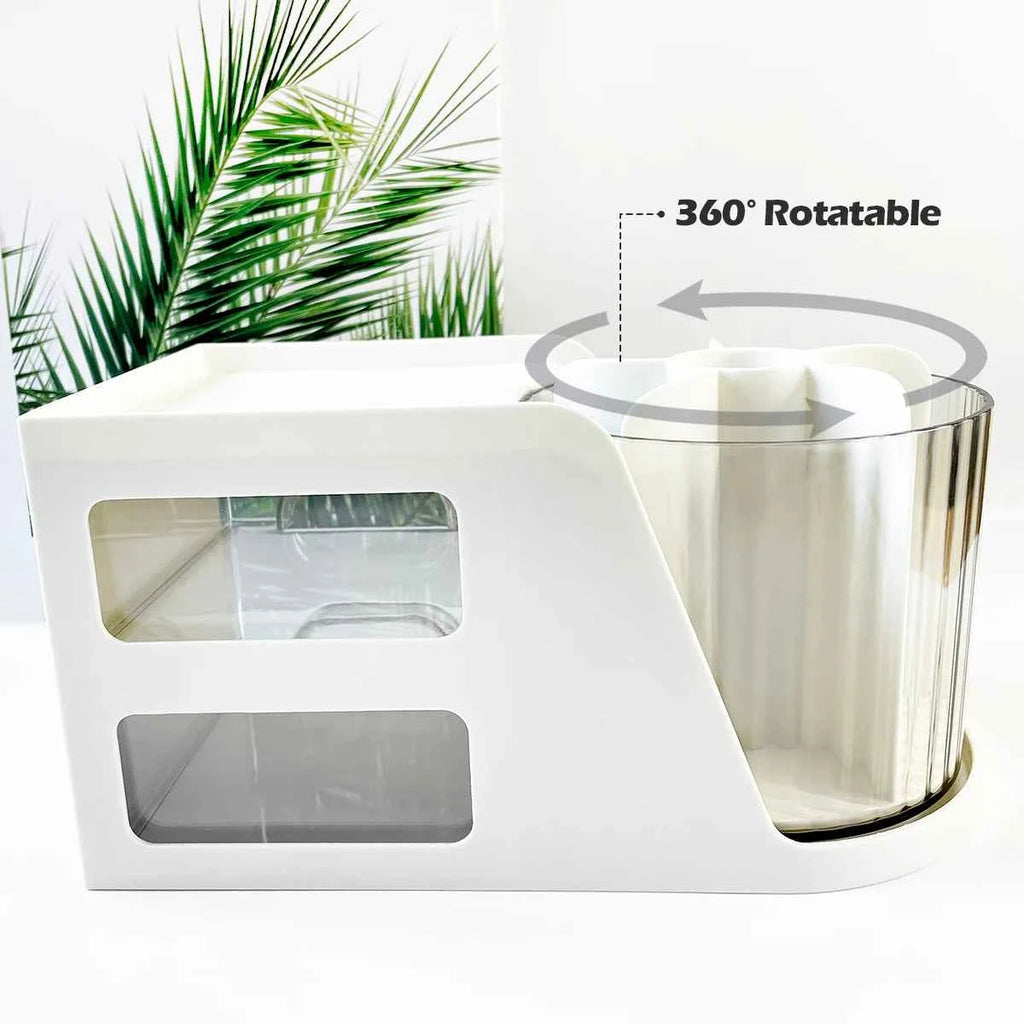 360 degree rotatable eyelash tool storage box, multifunctional white makeup storage box. Disposable Eyelash Brush, micro brushes