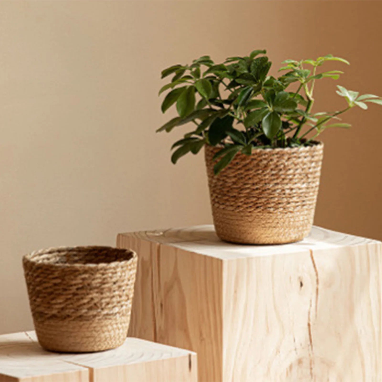 Rattan Straw Weaving Flower Plant Pot Wicker Basket Flowerpot Storage Basket Garden Flowerpot Handmade Woven Planter Basket