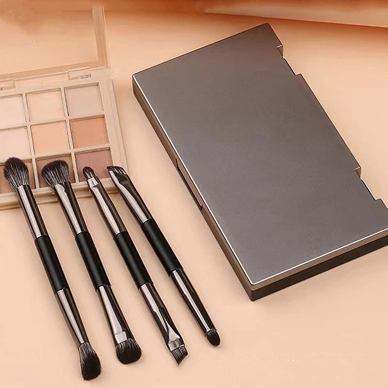 Mini Travel Makeup Brush Set with Mirror
