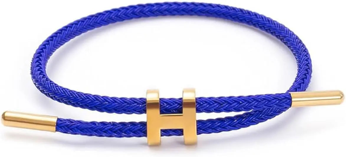 Adjustable Rope Charm Bracelet – 14K Gold Plated H Buckle, Stainless Steel, Multi-Color Cord, Minimalist Fashion Jewelry & Gift ✅FREE UK Delivery