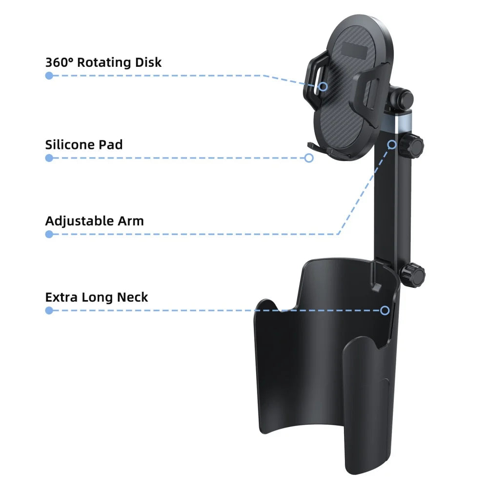 Car Cup Phone Stand 360 Rotation 2 in 1 Expander Multifunction Car Support for Auto Interior Drink Organizer Storage Accessories