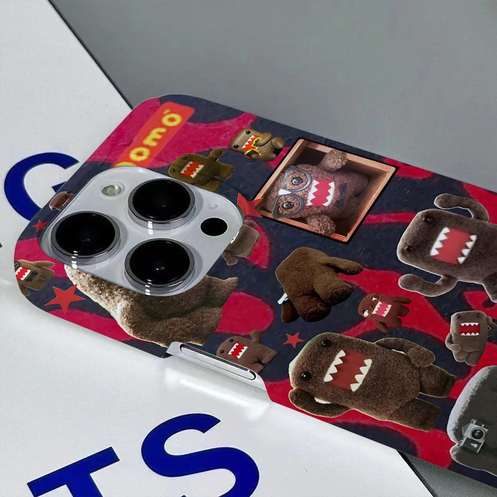 Cute Domo-kun Phone Case – Glossy Hard PC Cover for iPhone 16 15 14 13 12 11 Pro Max XS XR XSMax 6 7 8 Plus✅FREE UK Delivery
