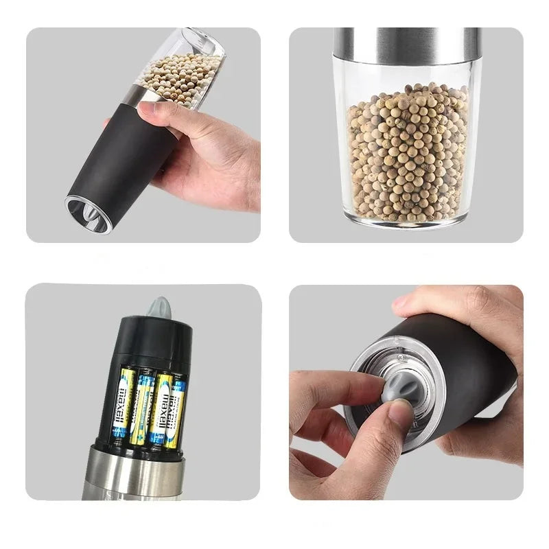 Electric Pepper & Spice Grinder – Gravity Activated with LED Light