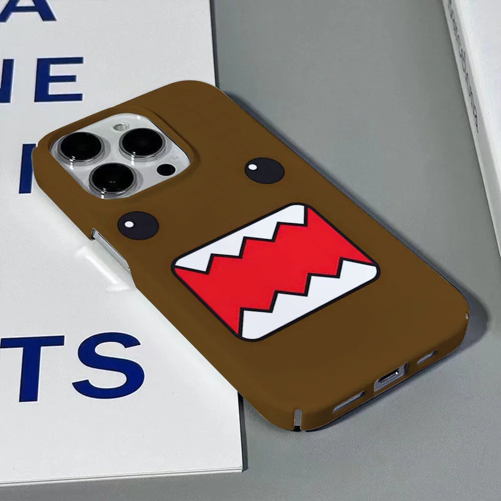 Cute Domo-kun Phone Case – Glossy Hard PC Cover for iPhone 16 15 14 13 12 11 Pro Max XS XR XSMax 6 7 8 Plus✅FREE UK Delivery