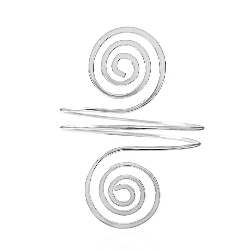 Spiral Swirl Upper Arm Cuff – Gold & Silver Boho Jewellery for Women
