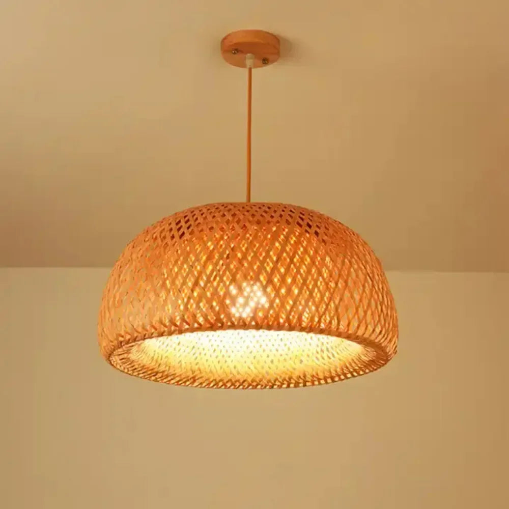 Handmade Rattan Pendant Light – Boho Wicker Hanging Lamp