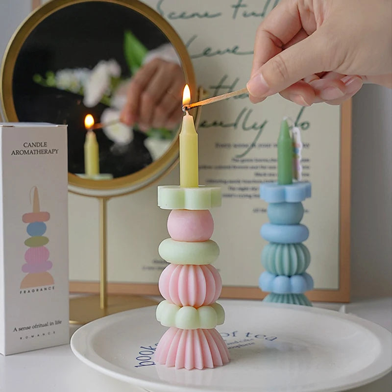 Stackable Geometric Soy Wax Scented Candle | Wedding & Party Decor