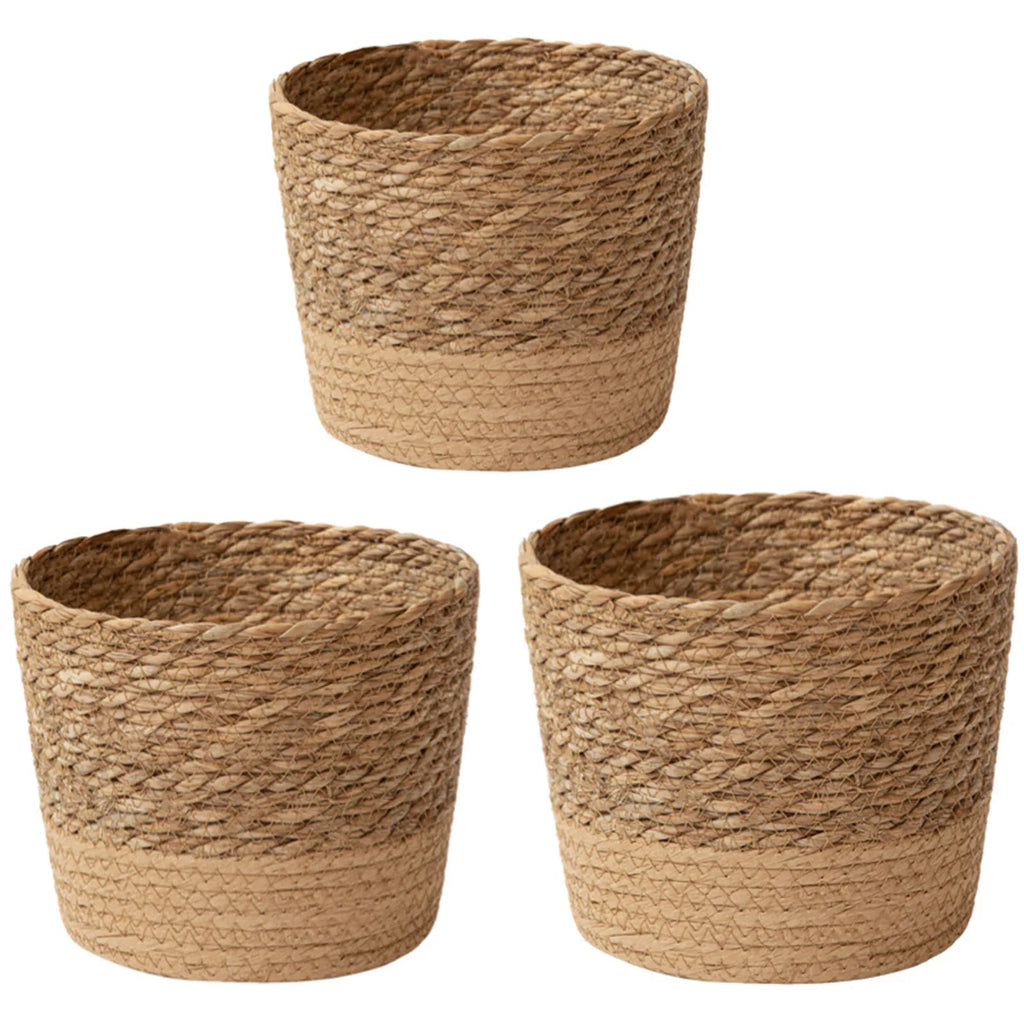 Rattan Straw Weaving Flower Plant Pot Wicker Basket Flowerpot Storage Basket Garden Flowerpot Handmade Woven Planter Basket