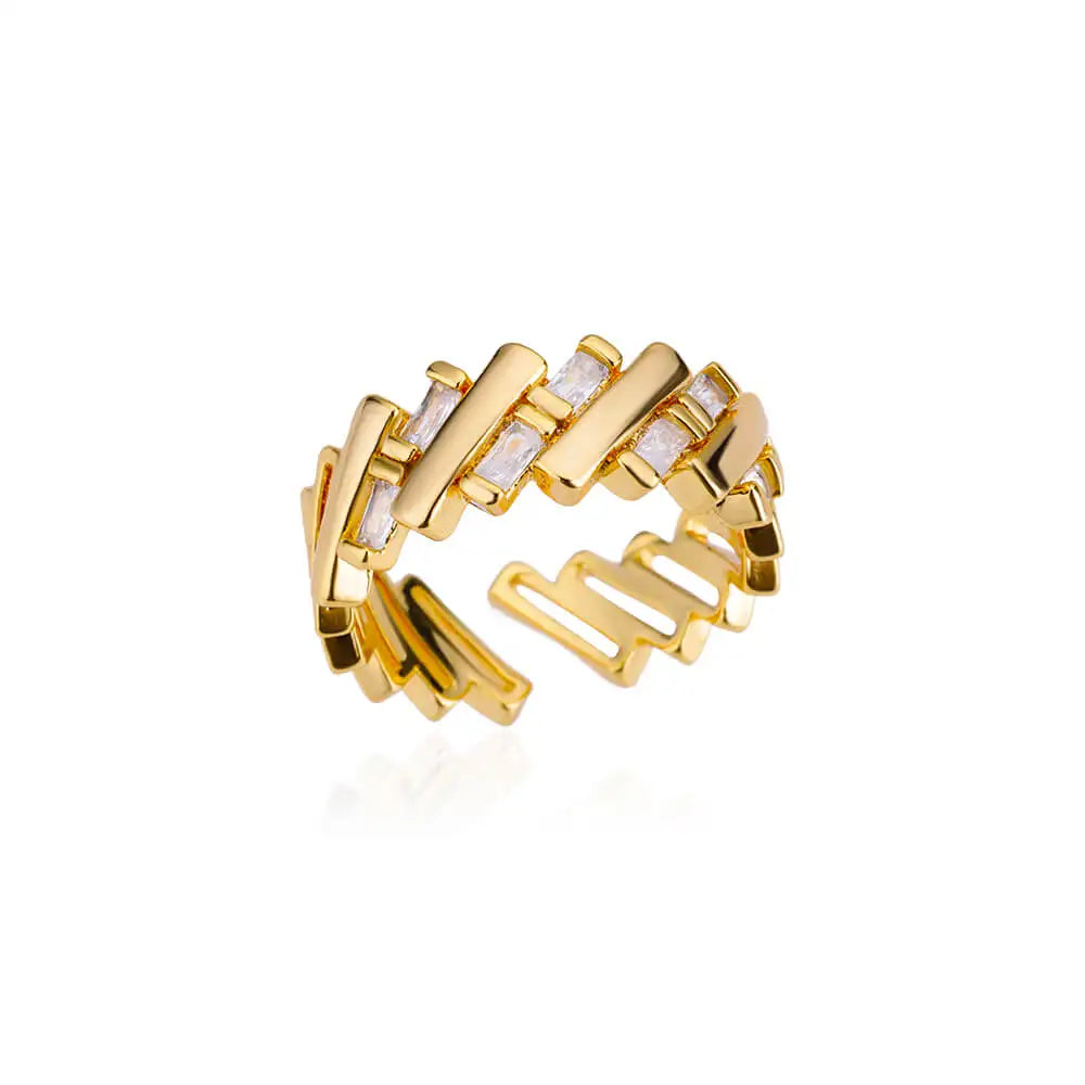 18K Gold Plated Stainless Steel Zircon Rings – Trendy Jewelry Gift